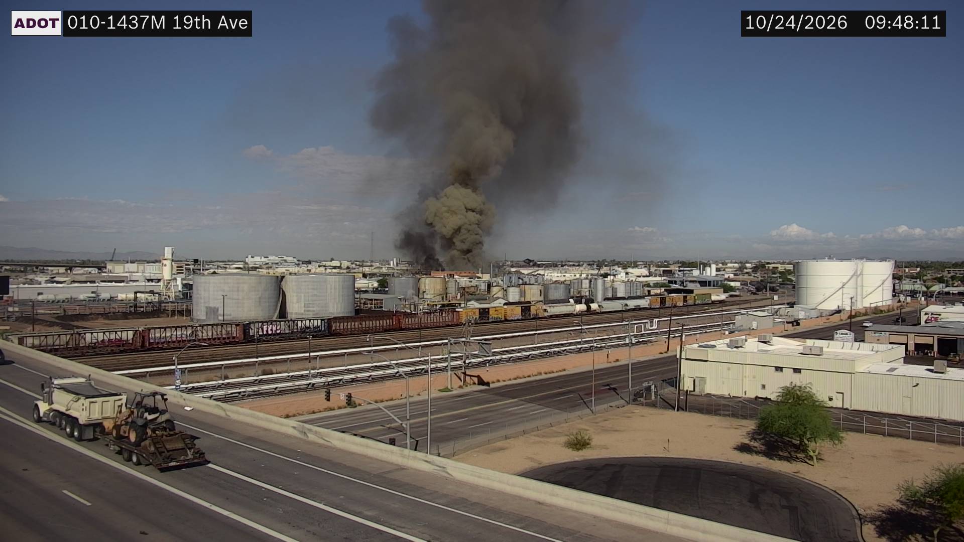 Fire at Phoenix recycling centre sends smoke plume across city