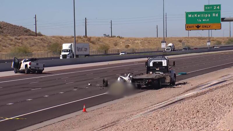 Loop 202 Red Mountain freeway near McKellips in Mesa, Arizona. on the left side of the roadway...