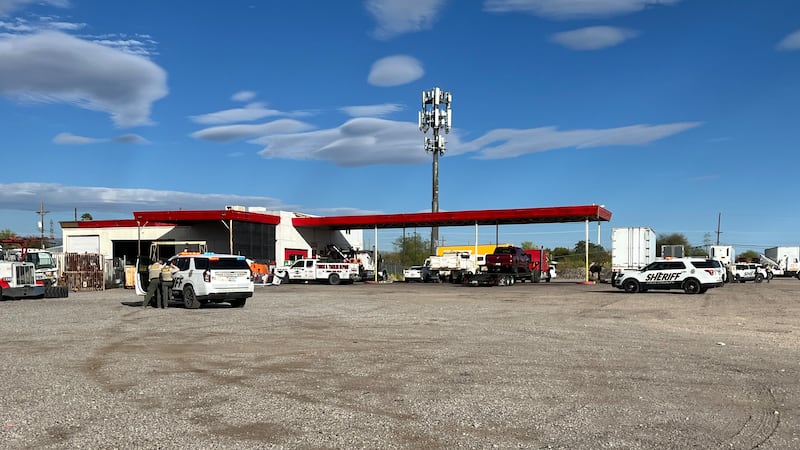 Authorities responded to an incident at a repair shop near Benson Highway and Valencia in...