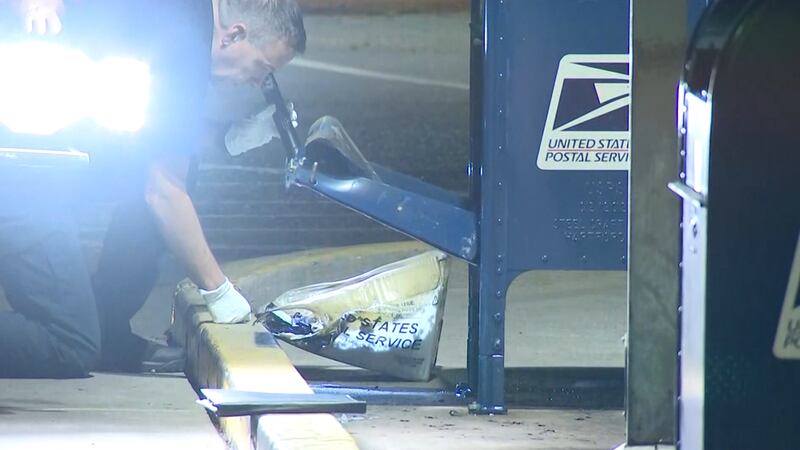 A blue USPS Collection Box was damaged overnight in Phoenix.