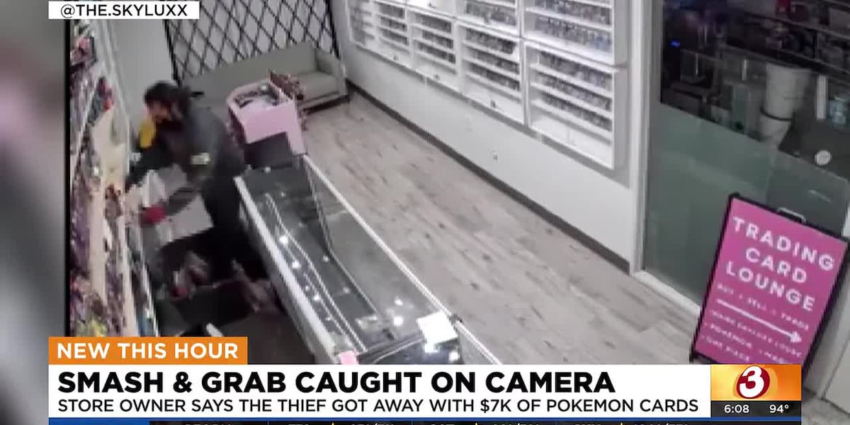 Video shows Tempe card shop smash-and-grab; thousands in Pokmon cards stolen. Video shows Tempe card shop smash-and-grab; thousands in Pokmon cards stolen.