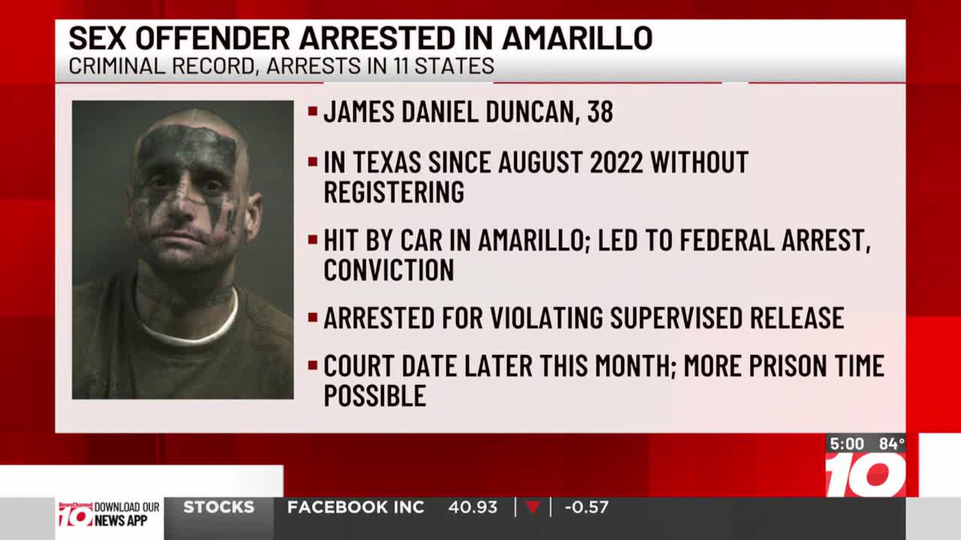 Sex Offender Arrested in Amarillo with Criminal Records in Eleven States